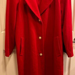 RED 100% Wool JG Hook Size 14 Vintage Dress Coat